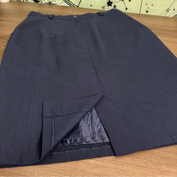 Navy Vintage 80s Ribbed Matching Blazer & Skirt Set - Picture 10 of 13